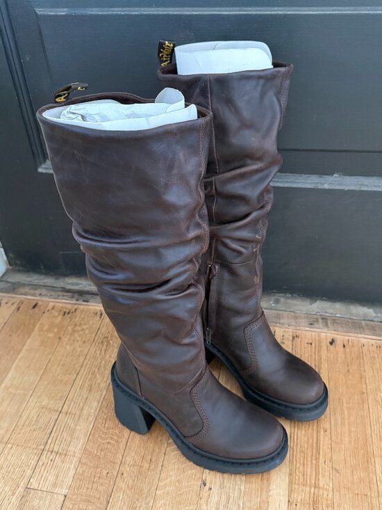 Dr. Martens Shoes - Dr. Martens Kasey Kinsley Leather Knee High Heeled Boots Size 7